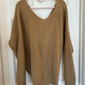 Cozy V-Neck Sweater in Warm Tan